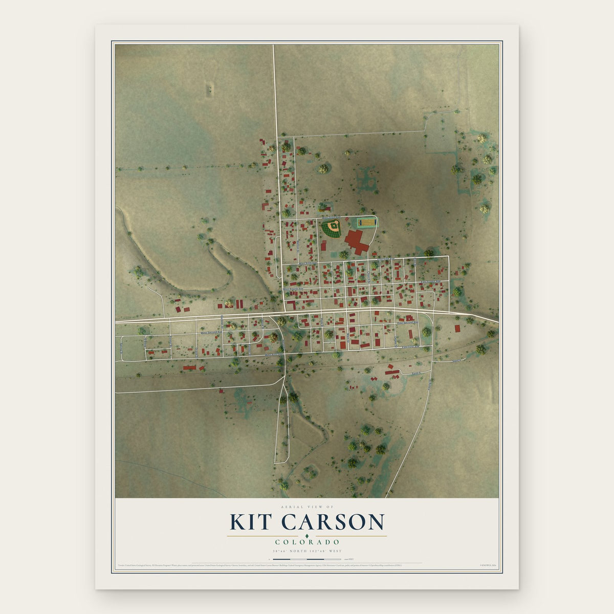Kit Carson, Colorado map print, the full design
