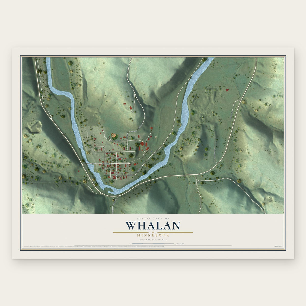 Whalan, Minnesota map print, the full design