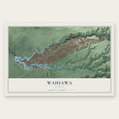 Wahiawa, Hawaii map print, the full design
