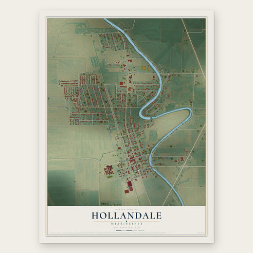 Hollandale, Mississippi map print, the full design