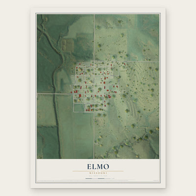 Elmo, Missouri map print, the full design