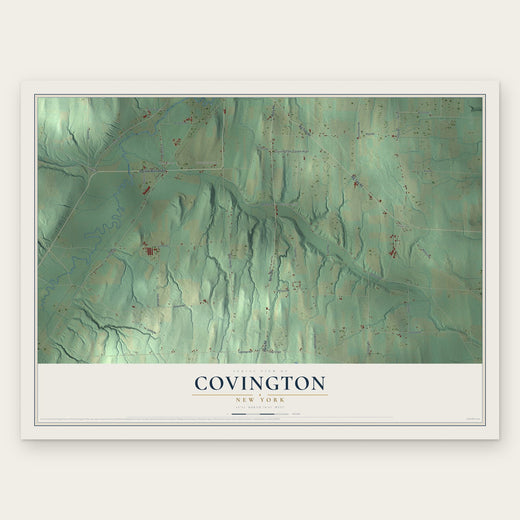 Covington, New York map print, the full design