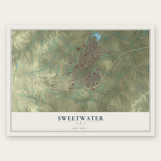 Sweetwater, Texas map print, the full design