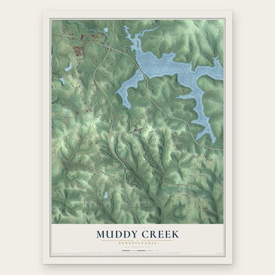 Muddy Creek, Pennsylvania map print, the full design