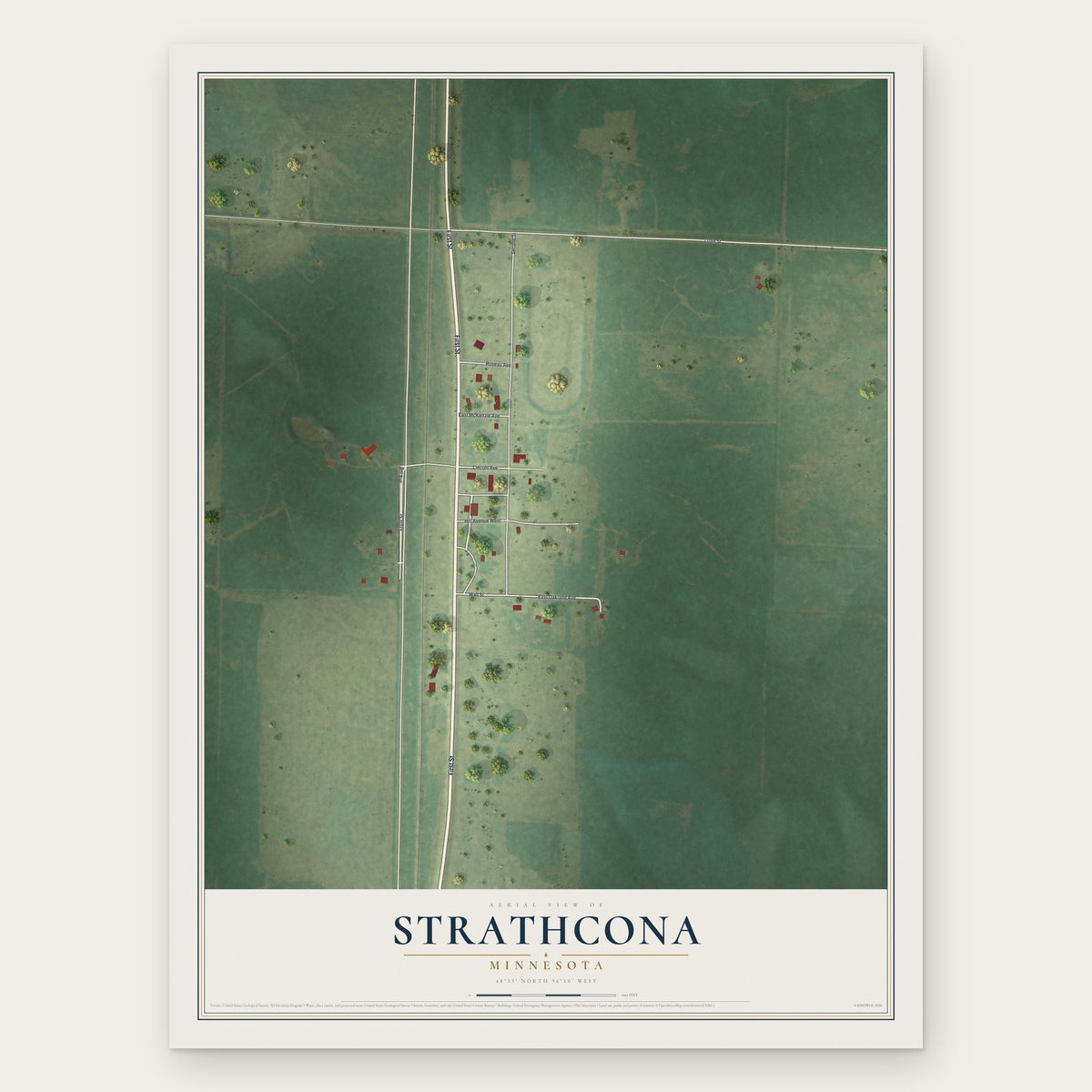 Strathcona, Minnesota map print, the full design
