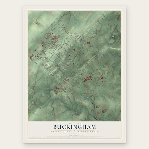 Buckingham, Bucks County, Pennsylvania map print, the full design
