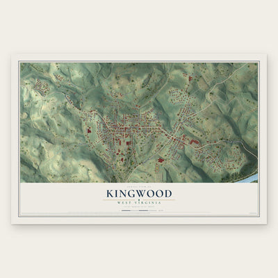 Kingwood, West Virginia map print, the full design