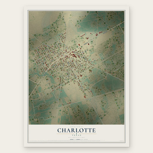 Charlotte, Texas map print, the full design