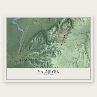 Valmeyer, Illinois map print, the full design