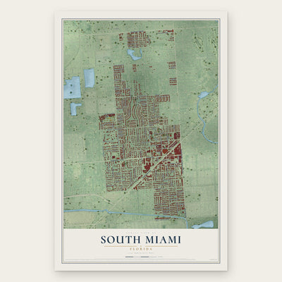 South Miami, Florida map print, the full design