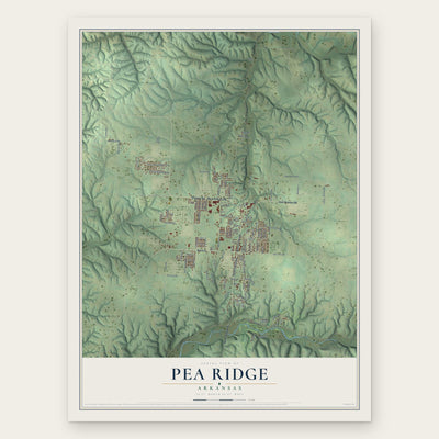Pea Ridge, Arkansas map print, the full design