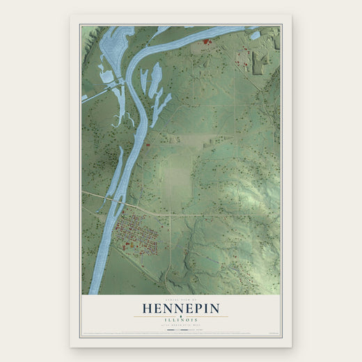 Hennepin, Illinois map print, the full design