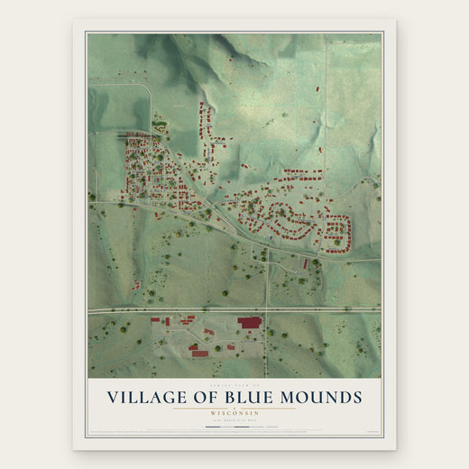 Blue Mounds, Wisconsin map print, the full design