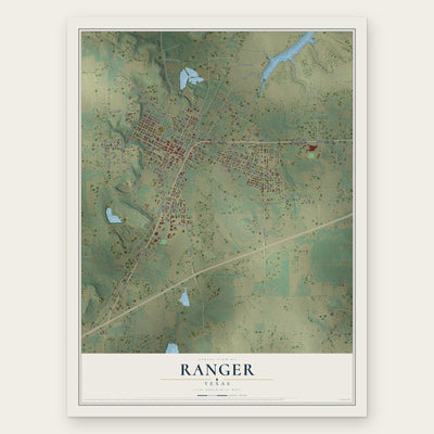 Ranger, Texas map print, the full design