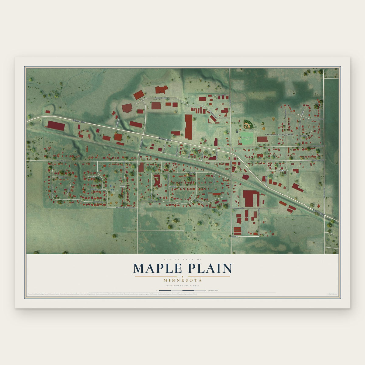 Maple Plain, Minnesota map print, the full design