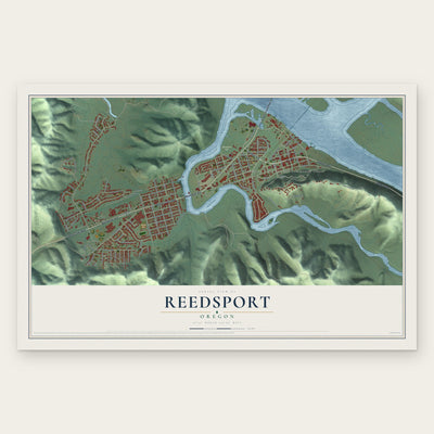 Reedsport, Oregon map print, the full design