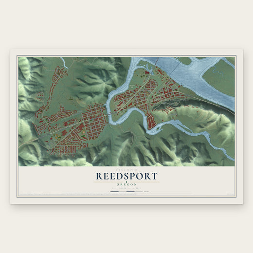 Reedsport, Oregon map print, the full design