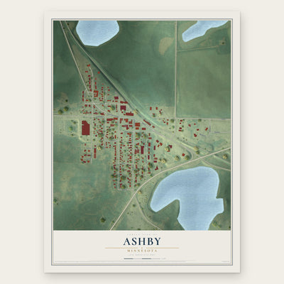 Ashby, Minnesota map print, the full design