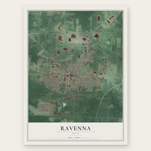 Ravenna, Ohio map print, the full design