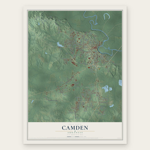 Camden, Arkansas map print, the full design