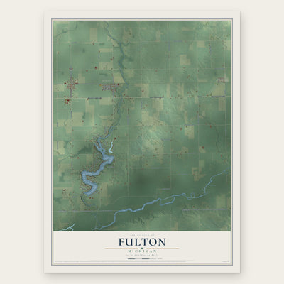 Fulton, Michigan map print, the full design