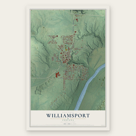 Williamsport, Indiana map print, the full design