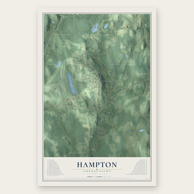 Hampton, Connecticut map print, the full design