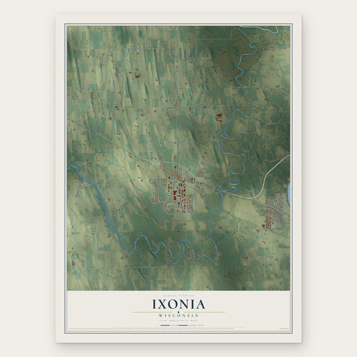 Ixonia, Wisconsin map print, the full design