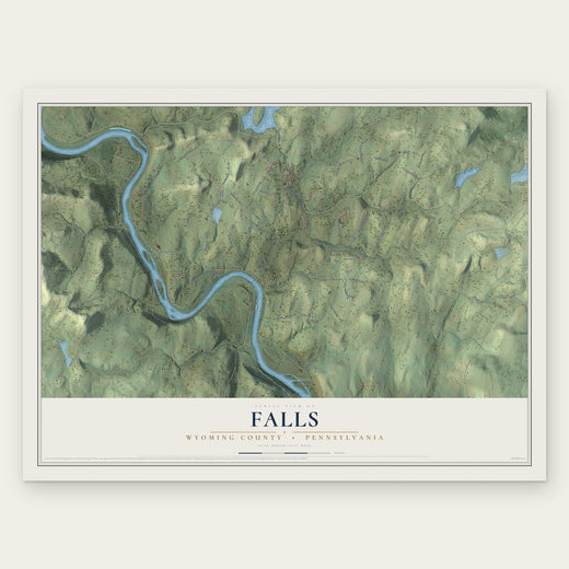 Falls, Wyoming County, Pennsylvania map print, the full design