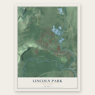 Lincoln Park, New Jersey map print, the full design