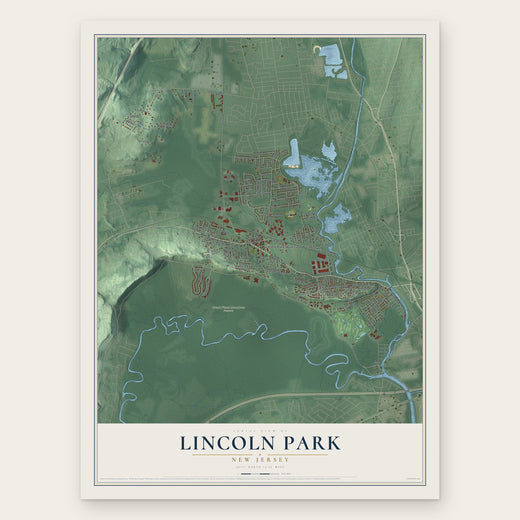 Lincoln Park, New Jersey map print, the full design