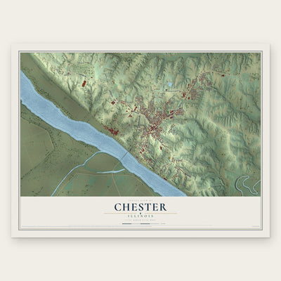 Chester, Illinois map print, the full design