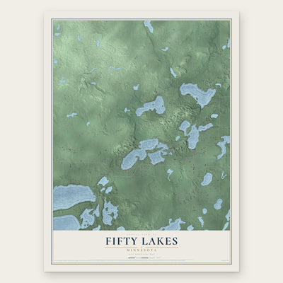 Fifty Lakes, Minnesota map print, the full design