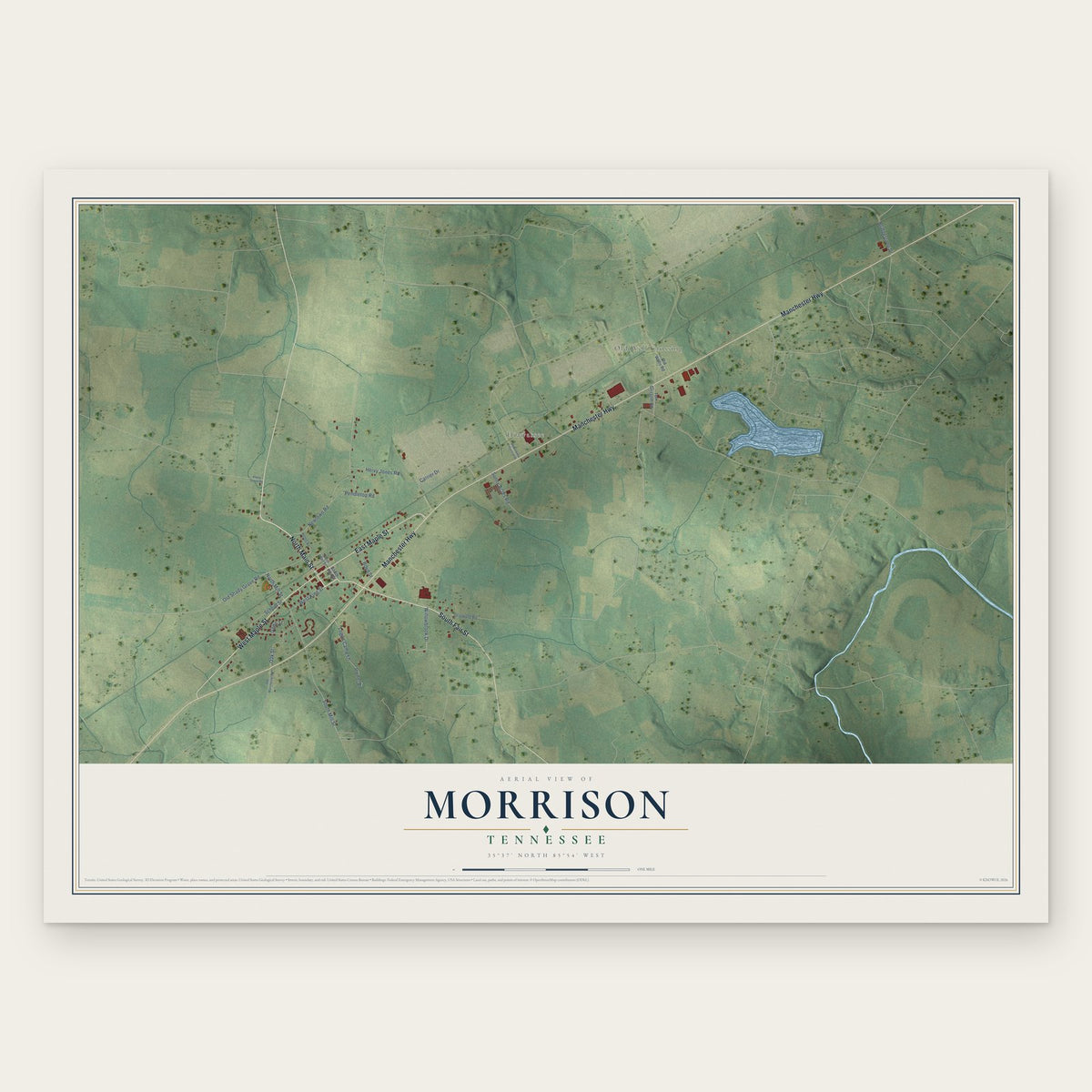 Morrison, Tennessee map print, the full design