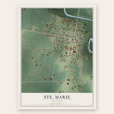 Ste. Marie, Illinois map print, the full design