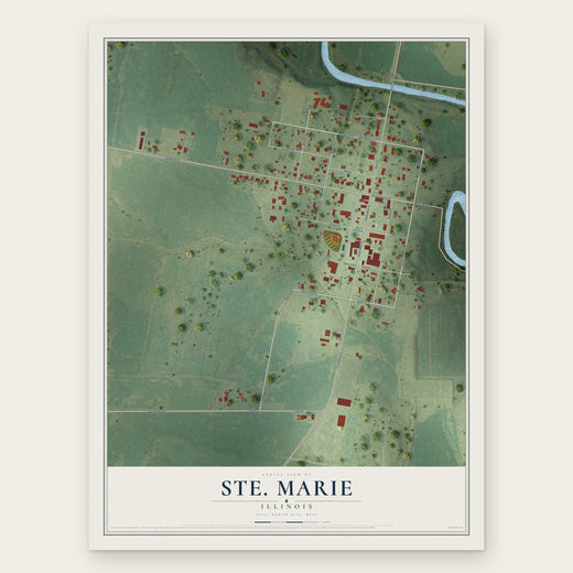 Ste. Marie, Illinois map print, the full design