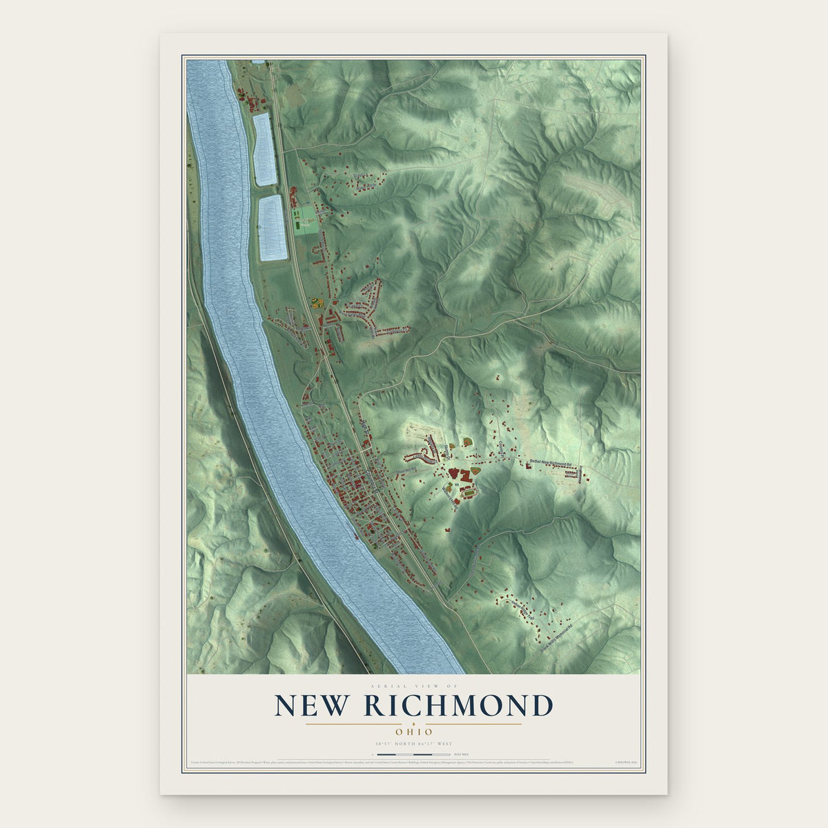 New Richmond, Ohio map print, the full design