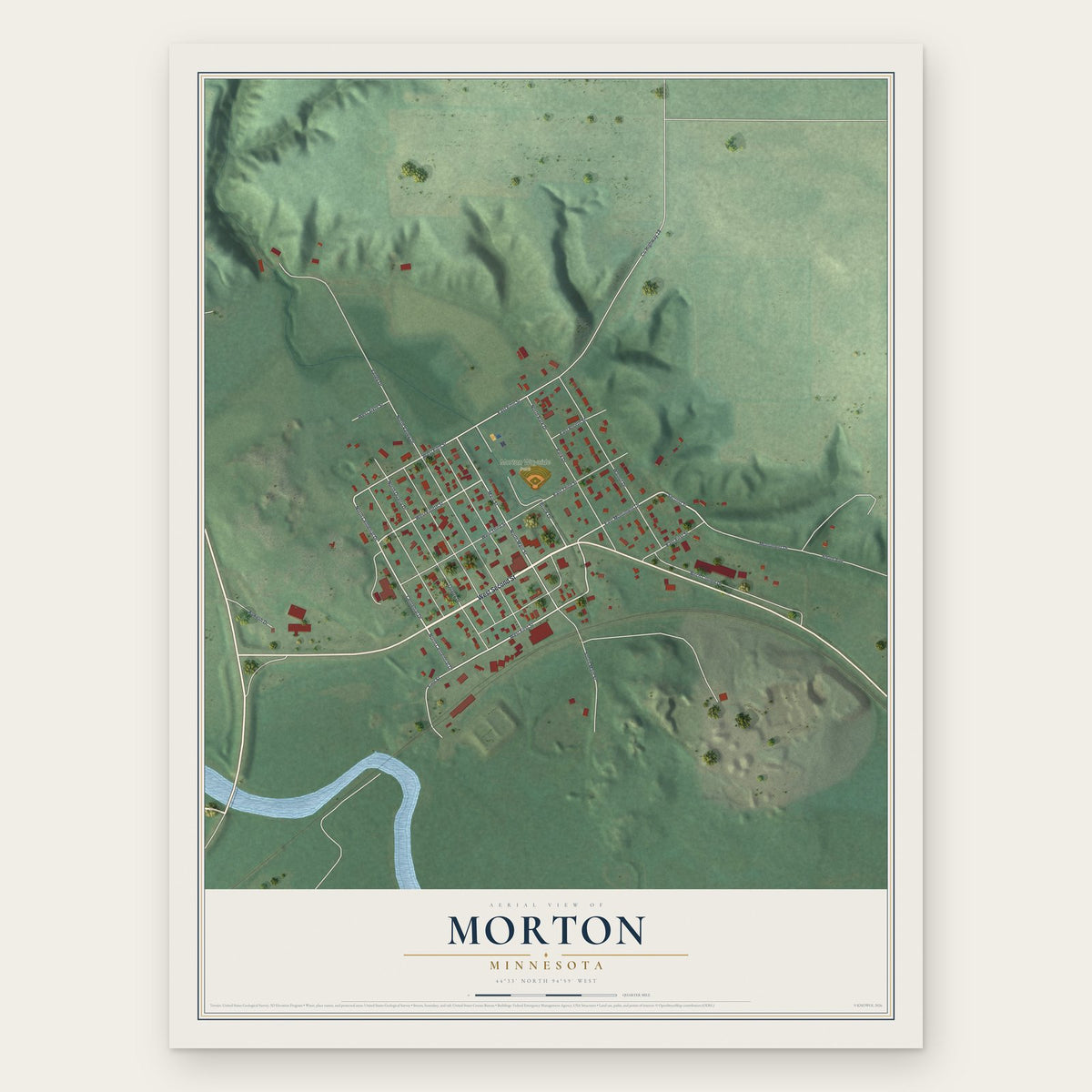 Morton, Minnesota map print, the full design