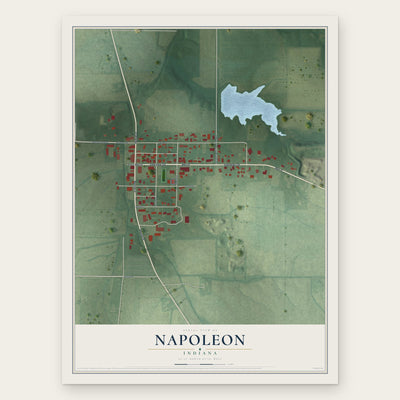 Napoleon, Indiana map print, the full design