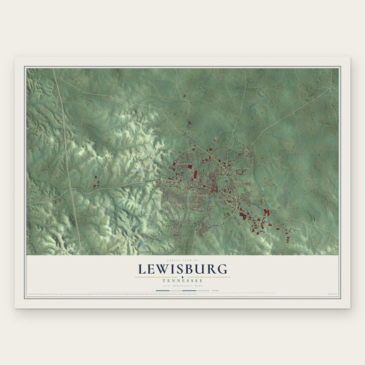 Lewisburg, Tennessee map print, the full design