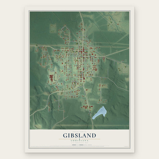 Gibsland, Louisiana map print, the full design