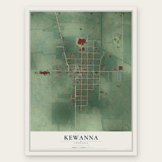 Kewanna, Indiana map print, the full design