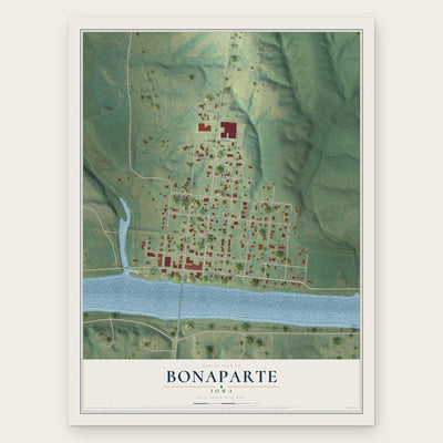 Bonaparte, Iowa map print, the full design