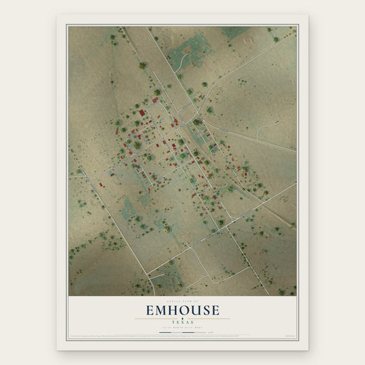 Emhouse, Texas map print, the full design