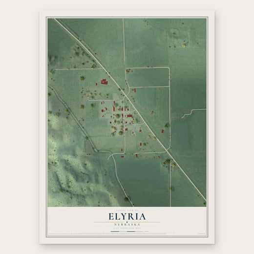 Elyria, Nebraska map print, the full design