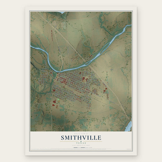 Smithville, Texas map print, the full design