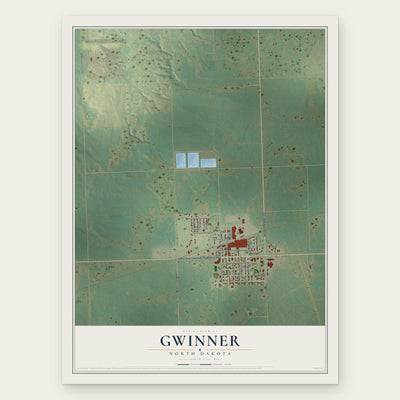 Gwinner, North Dakota map print, the full design