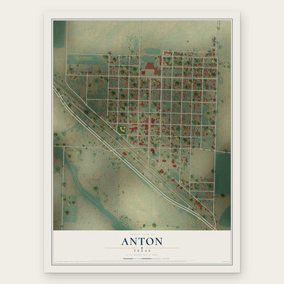 Anton, Texas map print, the full design