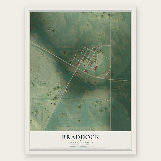 Braddock, North Dakota map print, the full design