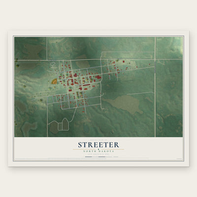Streeter, North Dakota map print, the full design